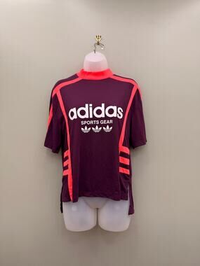 Adidas Originals Sports Gear Jersey Top Small Plum Neon Trefoil Retro Y2K